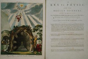 1800年に出版された「A Key to Physics and the Occult Sciences」第4巻の表紙（カラーリトグラフ）。 作： エベニーザーシブリー
