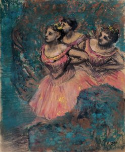 赤い衣装の3人のダンサー 作： Edgar Degas