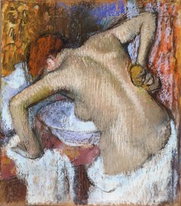 女性は彼女の背中をスポンジ 作： Edgar Degas