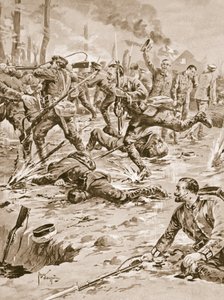 サンダース伍長とその部隊がドイツの攻撃を撃退し、一部の囚人を救出した 作： Edgar Alfred Holloway