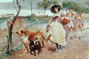 元気なおでかけ」（紙に鉛筆の上に水彩とガッシュで描いたもの） 作： Edgar Bundy