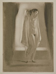 お風呂から上がる女性、シドニー・ガブリエル・コレット（1873-1954）による「ミツウ」のイラスト、1930年発行（エッチング＆ドライポイント） 作： Edgar Chahine