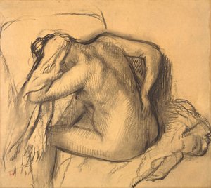 お風呂の後、髪を乾かす女 作： Edgar Degas