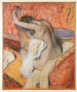 お風呂の後-女性は彼女自身を乾燥させます、c.1895 作： Edgar Degas