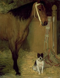 馬小屋、馬と犬、1862年頃 作： Edgar Degas