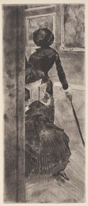 ルーヴル美術館にて：絵画（メアリー・カサット）（エッチングとアクアチント） 作： Edgar Degas
