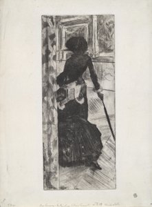 ルーヴル美術館：ラ・ペイヌール（メアリー・カサット）、c.1879-80（エッチングとアクアチント） 作： Edgar Degas