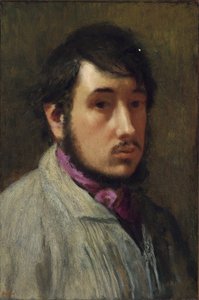 自画像 - エドガー・ドガによる絵画 (1834-1917)、紙に油彩、1858年頃、47x32 cm - (自画像、エドガー・ドガによる紙に油彩) - 個人蔵 作： Edgar Degas