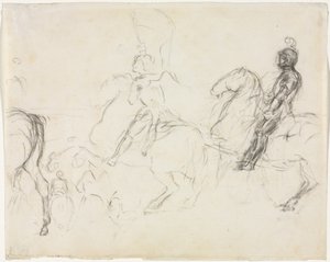 馬に乗った装甲人形との戦闘シーン (レクト) 作： Edgar Degas
