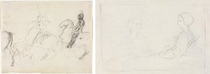 馬に乗った鎧姿の戦闘シーン (右) 2 人の着席女性 (裏面) 作： Edgar Degas