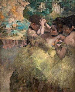 ビハインド・ザ・シーン（「イエロー・ダンサー」とも呼ばれる）。1874-1876.油彩・キャンバス 作： Edgar Degas