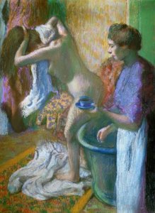 お風呂上がりの朝食 作： Edgar Degas