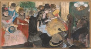 カフェ-コンサート（キャバレー）、c.1876-77（紙と板紙のモノタイプの上にパステルカラー） 作： Edgar Degas