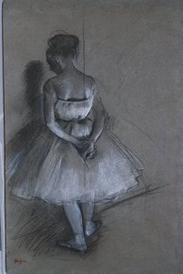背中に手を組んで立っているダンサー、1874年 作： Edgar Degas