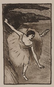 ステージ上のダンサー、彼女の弓を取る 作： Edgar Degas