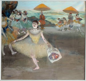 ブーケを持ったダンサーが舞台で挨拶をする場面 エドガー・ドガ（1834-1917）の絵画。1878.日 0,72x0,77 m オルセー美術館（パリ 作： Edgar Degas