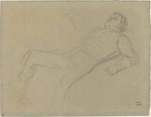 障害物競走のシーンのためのフォールンジョッキースタディ：フォールンジョッキー、c。 1866年。 作： Edgar Degas