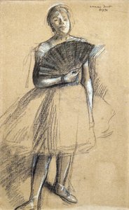 扇の踊り子（1876年頃）。エドガー・ドガ（1834-1917）。紙棒にパステル、木炭。パリ市立美術博物館、ピューパレ。 作： Edgar Degas