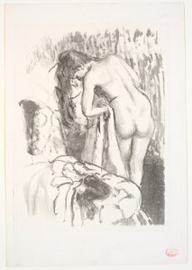 彼女のトイレに立っている裸の女性 作： Edgar Degas