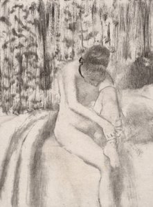 ストッキングを履く少女、1876-77年。 作： Edgar Degas