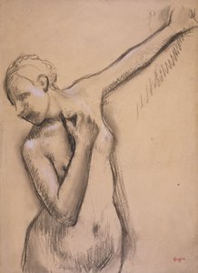 ハーフレングスのヌードの少女、c.1895（トレーシングペーパーで木炭を白で強調）