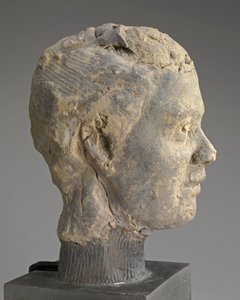 ヘッド、Mme Salleの肖像画の研究、c.1892（粘土、金属製アーマチュア、木製ベース） 作： Edgar Degas