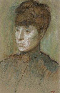 女性の頭、1884年（織り紙にパステル） 作： Edgar Degas