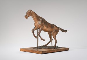 1880 年代後半、障害物を取り除く馬の吠える馬。 作： Edgar Degas