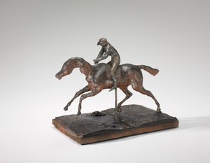 馬が右足で疾走し、後ろの左足だけが地面に触れている、おそらく 1890 年代。 作： Edgar Degas