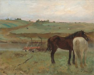 牧草地の馬、1871年。