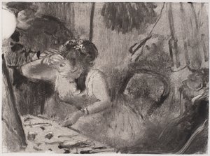 親密さ、c。 1877-80（黒のモノタイプ） 作： Edgar Degas