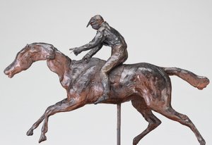 キャップをかぶったジョッキー、おそらく1890年代。 作： Edgar Degas