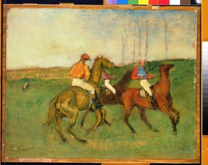 騎手と競走馬、c.1890-95 作： Edgar Degas