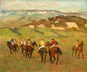 1884年、ディスタントヒルズの前で馬に乗った騎手 作： Edgar Degas