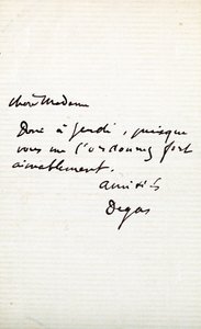 アーティストからベルトモリゾへの手紙（1841〜95年） 作： Edgar Degas