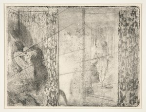 Loges d&39;Actrices（女優のドレッシングルーム）、c.1875（エッチングとアクアチント） 作： Edgar Degas