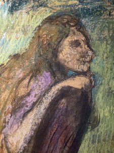 アレクシス・ルアール夫人と子供たち（詳細）（1905年頃）。エドガー・ドガ（1834-1917）。トレーシングペーパーにパステルと木炭、厚紙に全面貼付。パリ市立美術博物館、プティット・パレ。