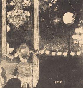 1877年頃のカフェデアンバサドゥールでのマドモアゼルベキャ（インド紙のリトグラフ） 作： Edgar Degas