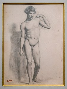 立つ男。1856年から1858年頃。紙にグラファイト。 作： Edgar Degas