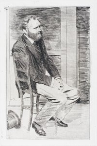 座るマネ、右を向く 作： Edgar Degas