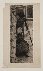 ルーブル美術館の絵画ギャラリーでのメアリー・カサット 作： Edgar Degas