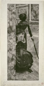 ルーブルの絵画ギャラリーにあるメアリーカサット、1879-80年 作： Edgar Degas