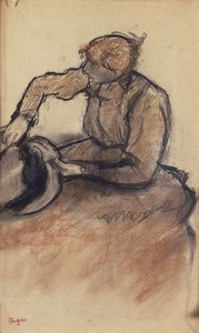 帽子をトリミングするミリナー、1898年頃 作： Edgar Degas