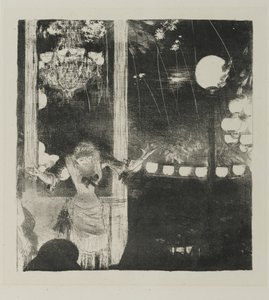 1877-78年のカフェデアンバサドゥールでのミスベカット（織り紙のリソ） 作： Edgar Degas