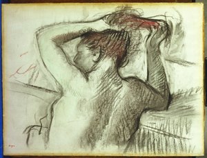 彼女の髪をとかすヌード 作： Edgar Degas