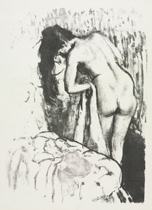 裸の女性が立って、体を乾かす、1891-1892年。
