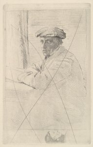 彫刻家ジョセフトゥルニーの肖像、1857年（エッチングのキャンセル） 作： Edgar Degas