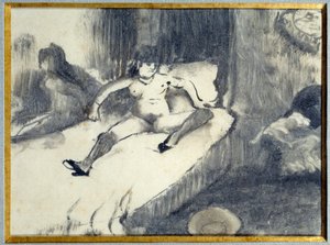 ベッドで休む売春宿のベッドで休む売春婦。エドガー・ドガによる絵画 作： Edgar Degas
