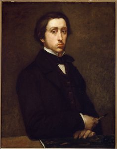 自画像」または「木炭を持つドガ」（油彩・紙・キャンバス 作： Edgar Degas