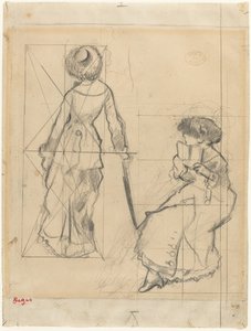 「ルーヴル美術館のメアリー・カサット」のための習作 [直訳] 作： Edgar Degas